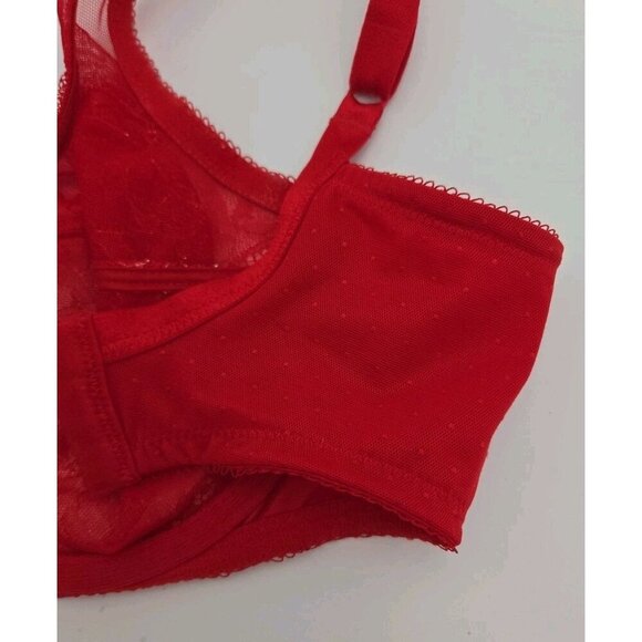 Wacoal Bra 36DD Red Gold Underwire Lace Medallion Bow EUC Underwire Supportive - Picture 9 of 9